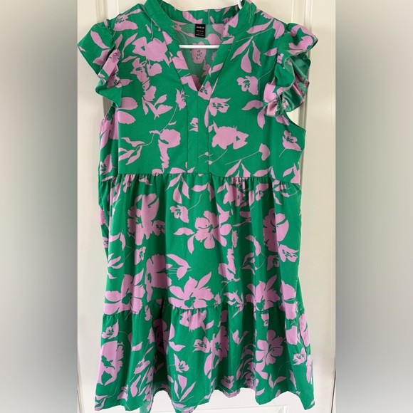 SHEIN Dresses & Skirts - SHEIN Green and Pink Floral Ruffle Muni Dress
